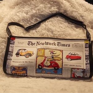 New York Times Print Shoulder Bag - Black